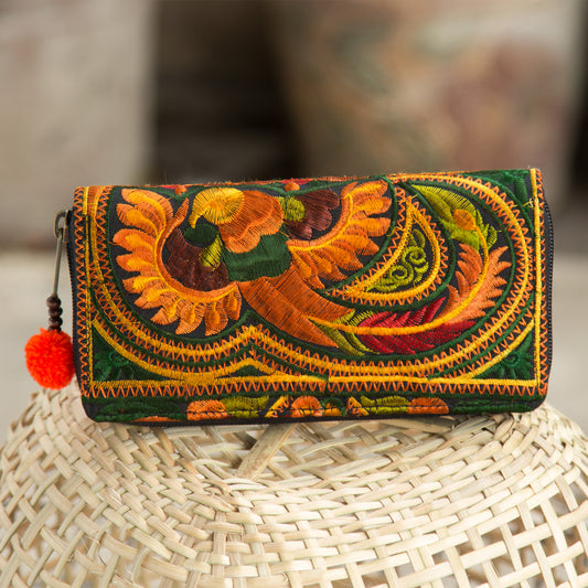 Clutch Wallet with Hmong Tribe Embroidery